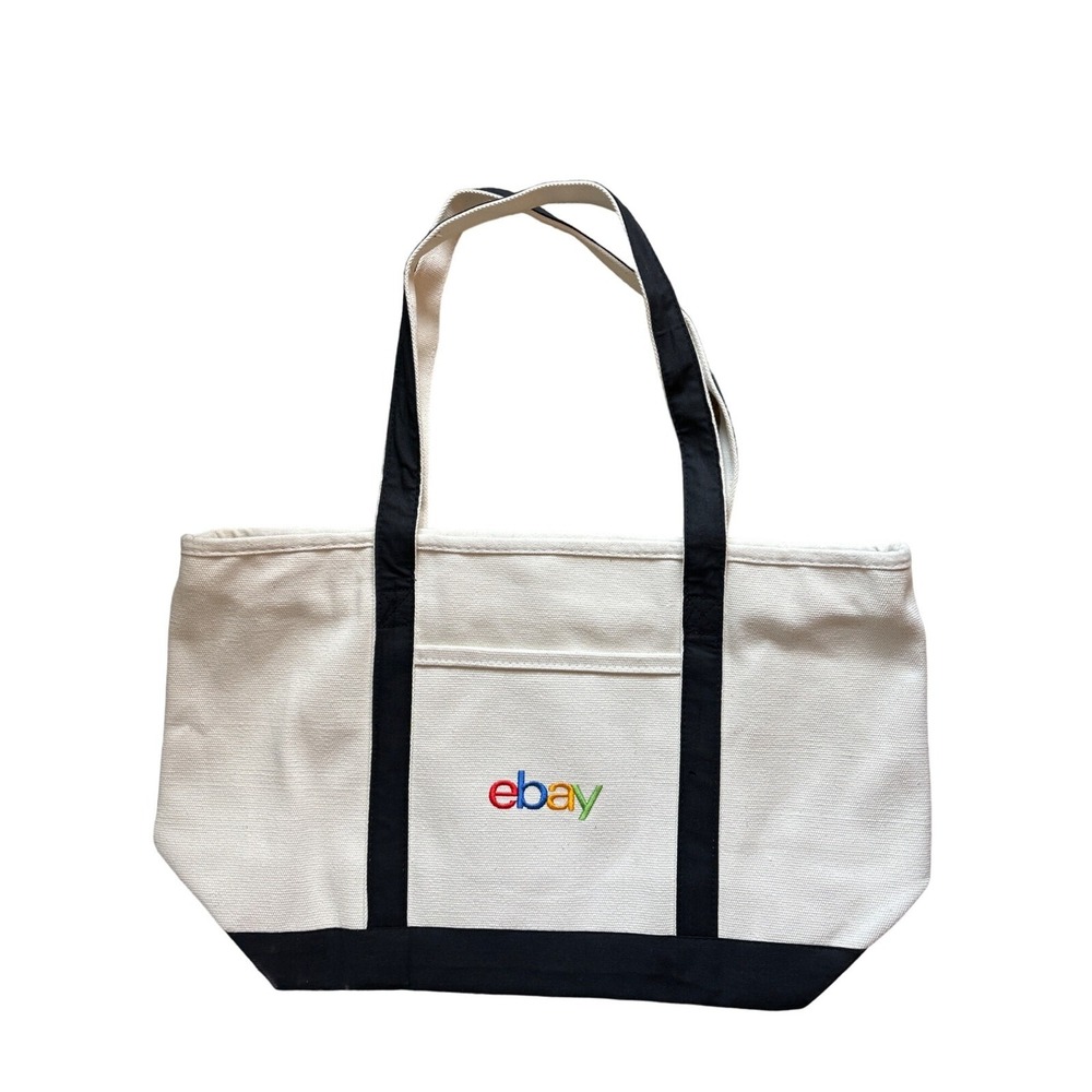 eBay Open 2024 Limited Ed Canvas Tote Bag 21 X 12 X 8 " Logo Pocket Zipper LARGE
